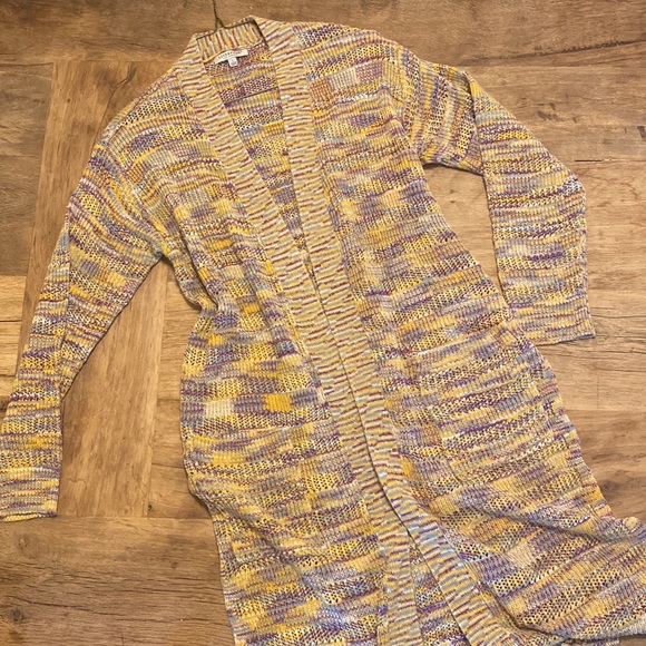 Liverpool Sweaters - Liverpool Maxi Long Cardigan Duster Knit Sweater Women's Size Large yellow